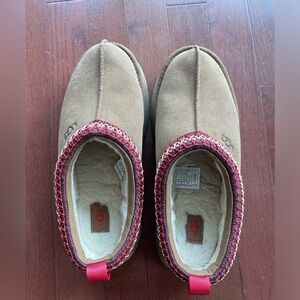 UGG Tan & Red Suede Lined Clog Mules